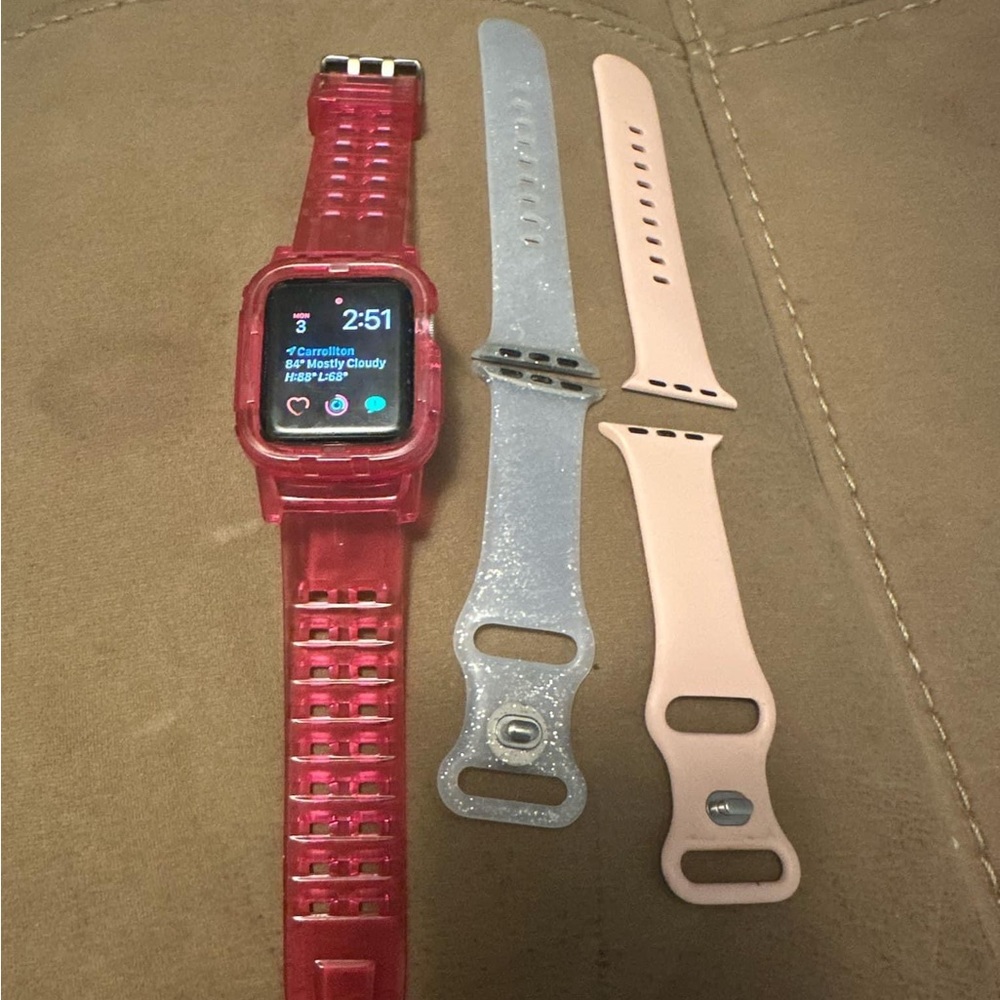 38 mm Apple Watch - Series 3 - $120 - 2 separate bands